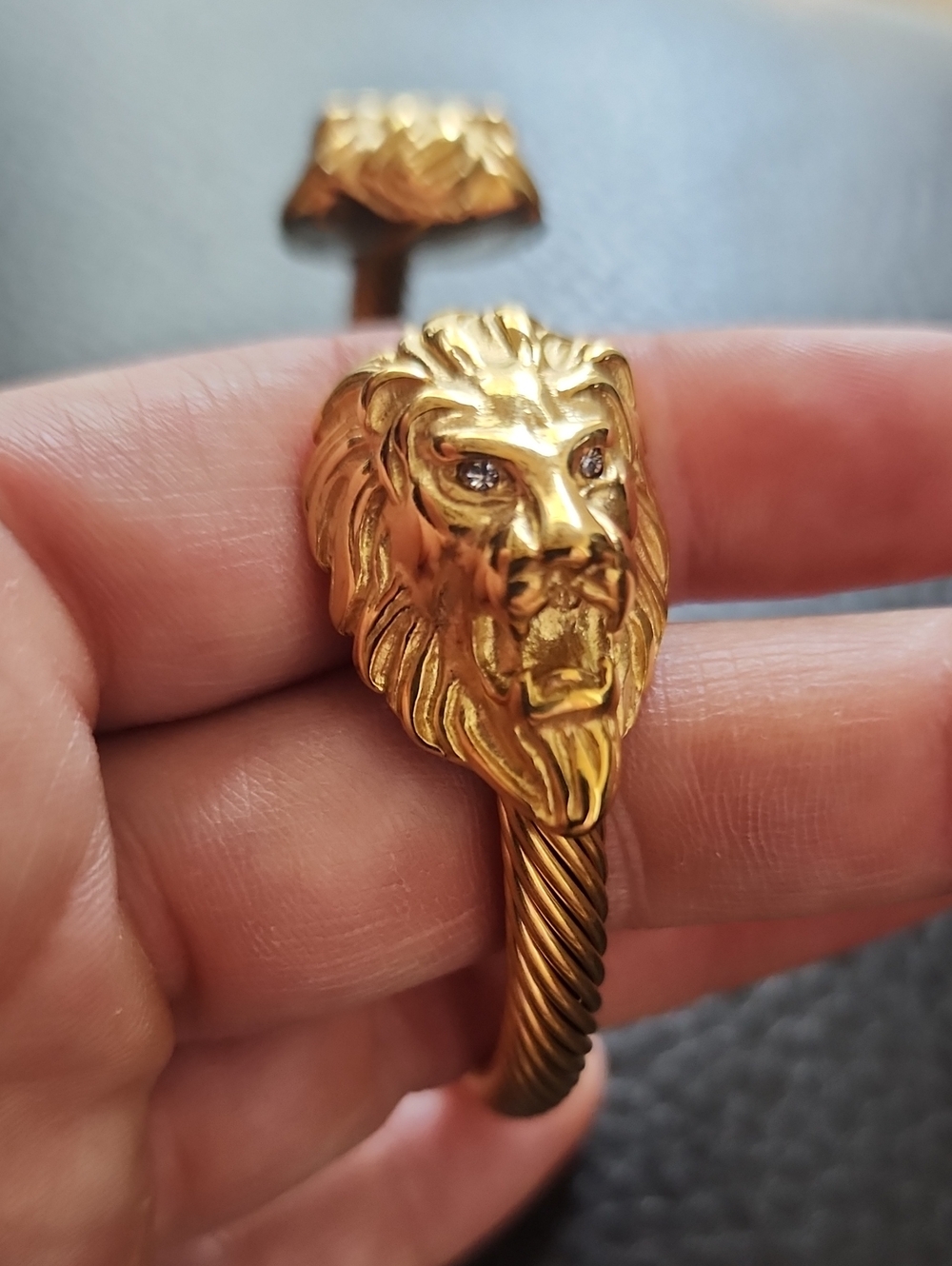 Heavy Lion Head Cuff Bracelet